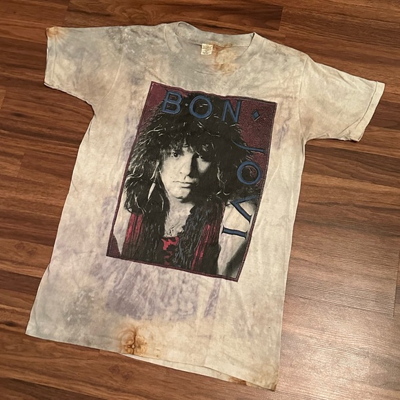 VTG 80’s Bon Jovi “Let It Rock” Single Stitch Shirt, Size: X/Large - Picture 3 of 8